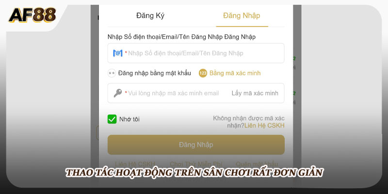 Thao tác hoạt động trên sân chơi rất đơn giản